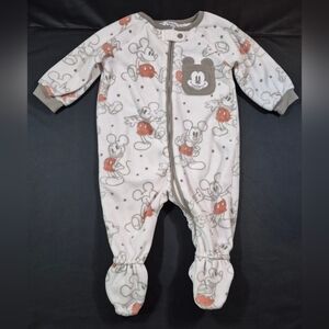 Disney Baby Warm Footed Pajamas Pastel Mickey Mouse Print Size US 6-9M
